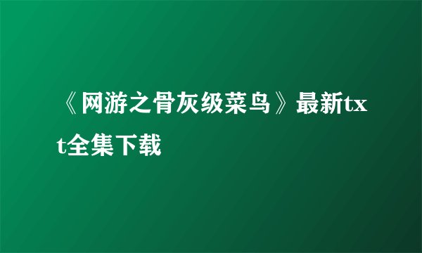 《网游之骨灰级菜鸟》最新txt全集下载