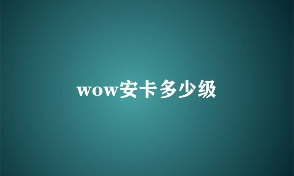 wow安卡多少级