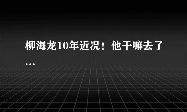 柳海龙10年近况！他干嘛去了…