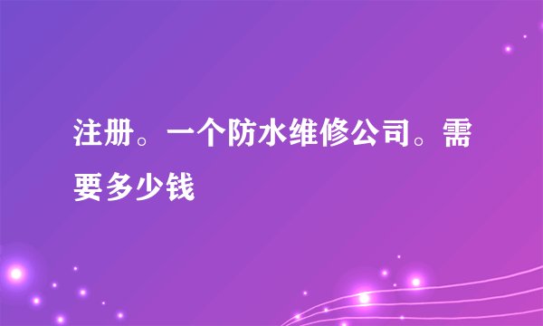注册。一个防水维修公司。需要多少钱