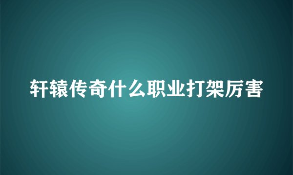 轩辕传奇什么职业打架厉害
