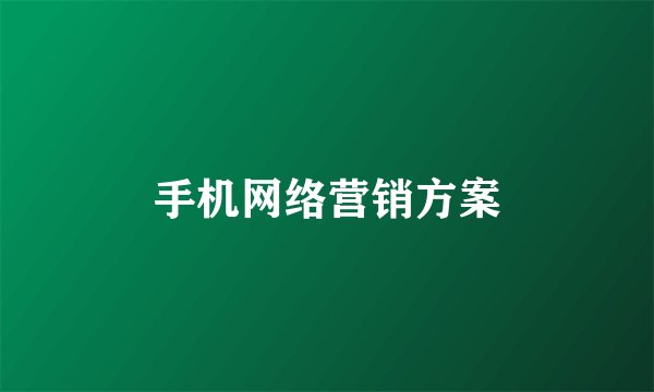 手机网络营销方案