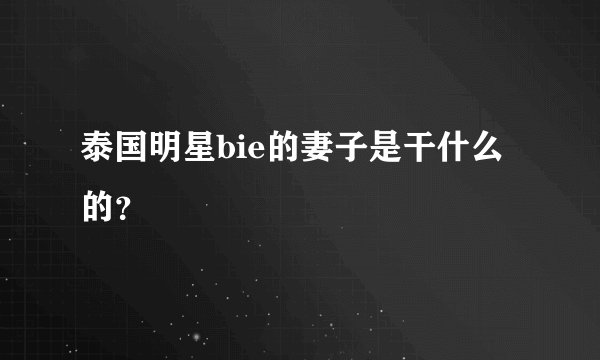 泰国明星bie的妻子是干什么的？