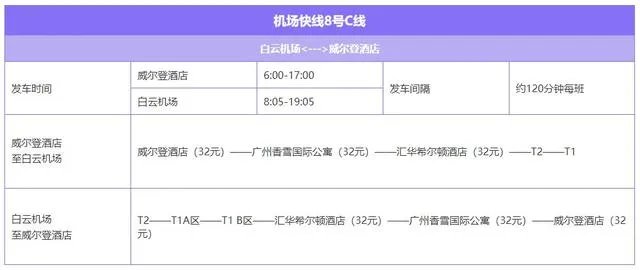 广州白云机场大巴线路时刻表？