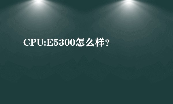 CPU:E5300怎么样？