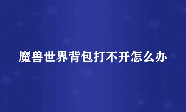 魔兽世界背包打不开怎么办