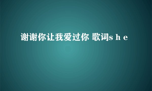 谢谢你让我爱过你 歌词s h e