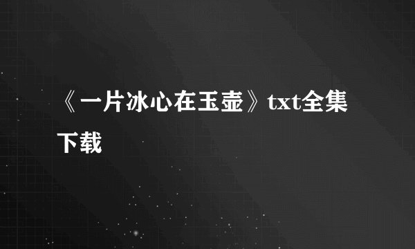 《一片冰心在玉壶》txt全集下载
