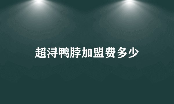 超浔鸭脖加盟费多少