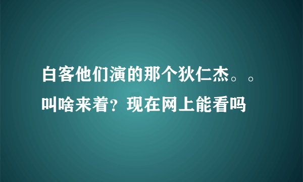 白客他们演的那个狄仁杰。。叫啥来着？现在网上能看吗