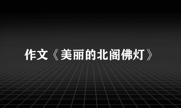 作文《美丽的北阁佛灯》