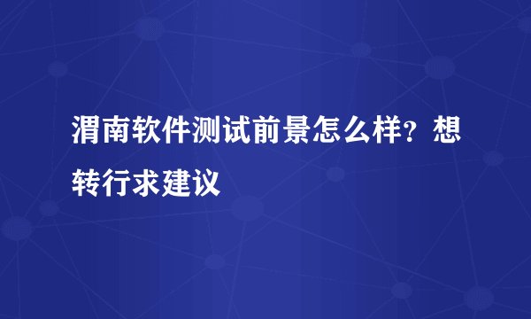 渭南软件测试前景怎么样？想转行求建议