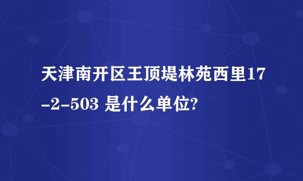 天津南开区王顶堤林苑西里17-2-503 是什么单位?
