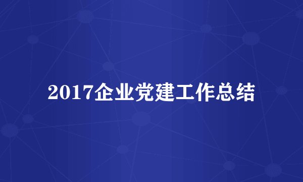 2017企业党建工作总结