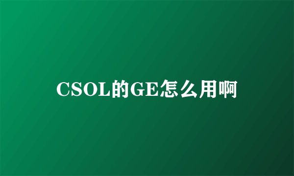 CSOL的GE怎么用啊