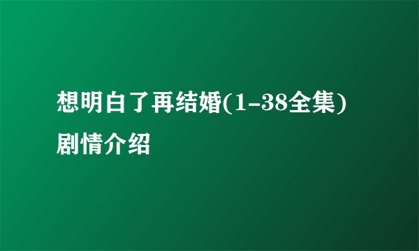 想明白了再结婚(1-38全集)剧情介绍