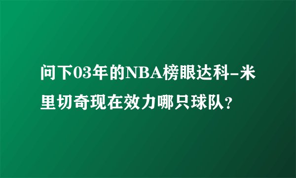 问下03年的NBA榜眼达科-米里切奇现在效力哪只球队？
