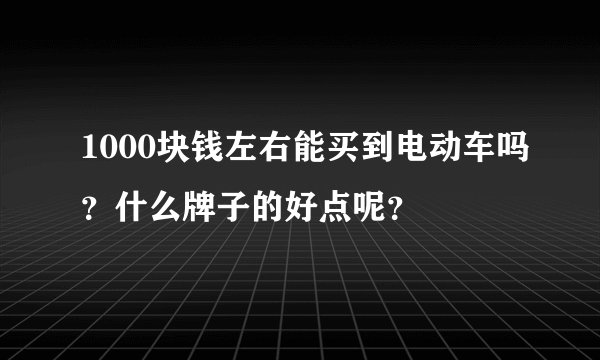 1000块钱左右能买到电动车吗？什么牌子的好点呢？