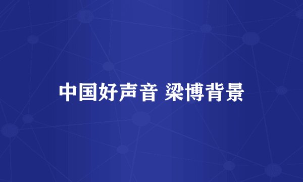 中国好声音 梁博背景