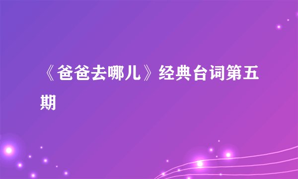 《爸爸去哪儿》经典台词第五期