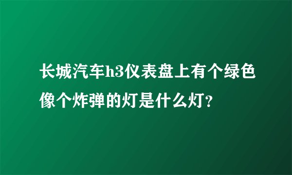 长城汽车h3仪表盘上有个绿色像个炸弹的灯是什么灯？