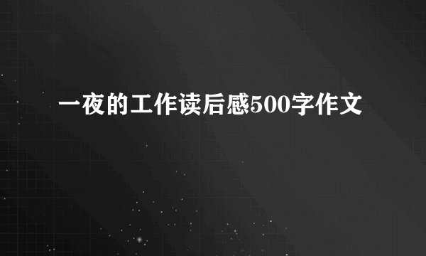 一夜的工作读后感500字作文