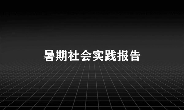 暑期社会实践报告