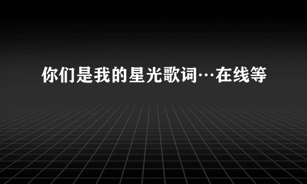 你们是我的星光歌词…在线等