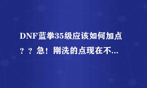 DNF蓝拳35级应该如何加点？？急！刚洗的点现在不知道怎么加