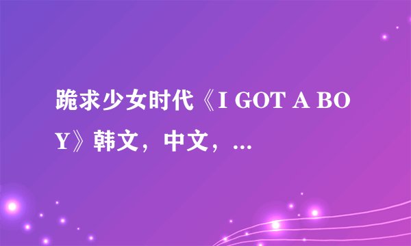 跪求少女时代《I GOT A BOY》韩文，中文，音译！！！！！太感谢了！！！！