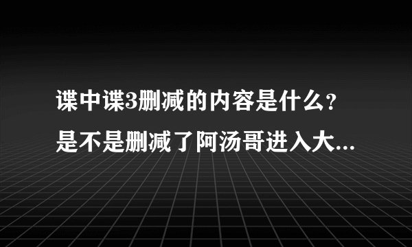 谍中谍3删减的内容是什么？是不是删减了阿汤哥进入大厦偷东西的过程