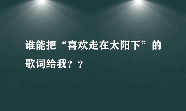 谁能把“喜欢走在太阳下”的歌词给我？？