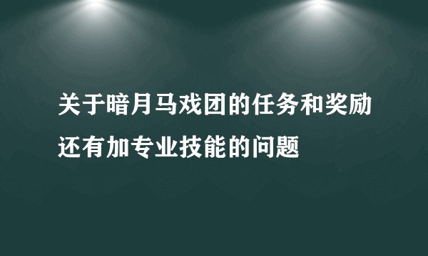 关于暗月马戏团的任务和奖励还有加专业技能的问题