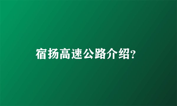 宿扬高速公路介绍？