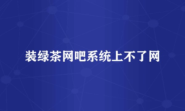 装绿茶网吧系统上不了网