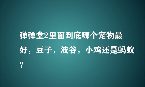 弹弹堂2里面到底哪个宠物最好，豆子，波谷，小鸡还是蚂蚁？