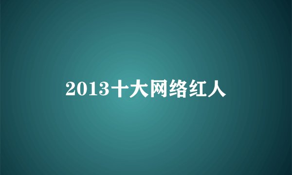 2013十大网络红人