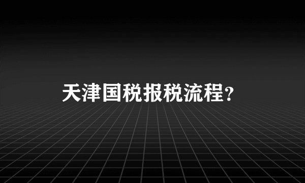 天津国税报税流程？