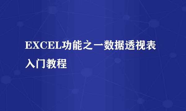 EXCEL功能之一数据透视表入门教程