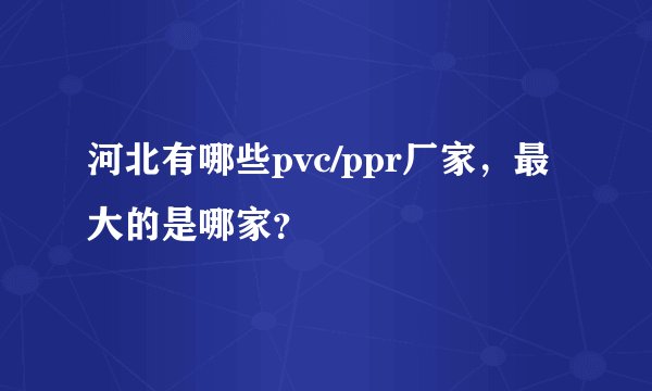 河北有哪些pvc/ppr厂家，最大的是哪家？