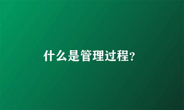 什么是管理过程？