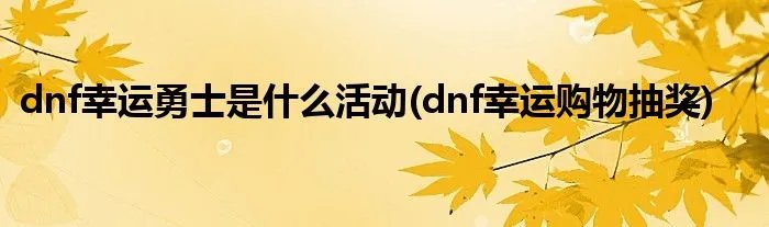 dnf幸运勇士是什么活动(dnf幸运购物抽奖)