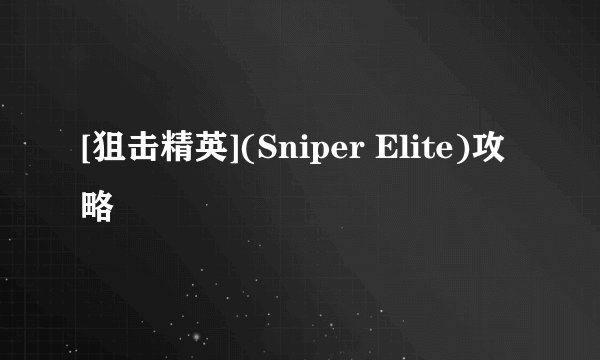 [狙击精英](Sniper Elite)攻略