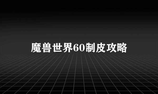 魔兽世界60制皮攻略