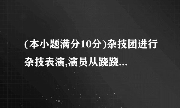(本小题满分10分)杂技团进行杂技表演,演员从跷跷板右端A处(OA=1米)弹跳到人梯顶端椅子B处,借助其弹性可以将演员弹跳到离地面最高处点P(,)。(1)若将其身体(看成一个点)的路线为抛物线的一部分,求抛物线的解析式. (2)在一次表演中,已知人梯高BC=3.4米,演员弹跳到最高处点P后落到人梯顶端椅子B处算表演成功,为了这次表演成功,人梯离起跳点A的水平距离OC是多少米?请说明理由.