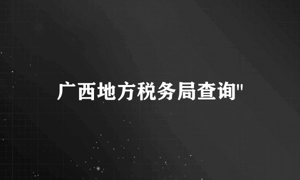 广西地方税务局查询