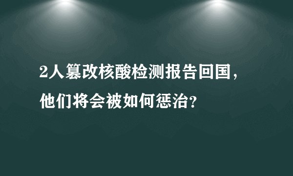 2人篡改核酸检测报告回国，他们将会被如何惩治？