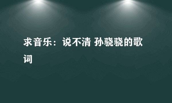 求音乐：说不清 孙骁骁的歌词
