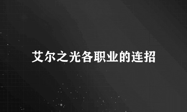 艾尔之光各职业的连招
