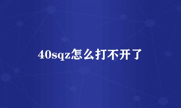 40sqz怎么打不开了